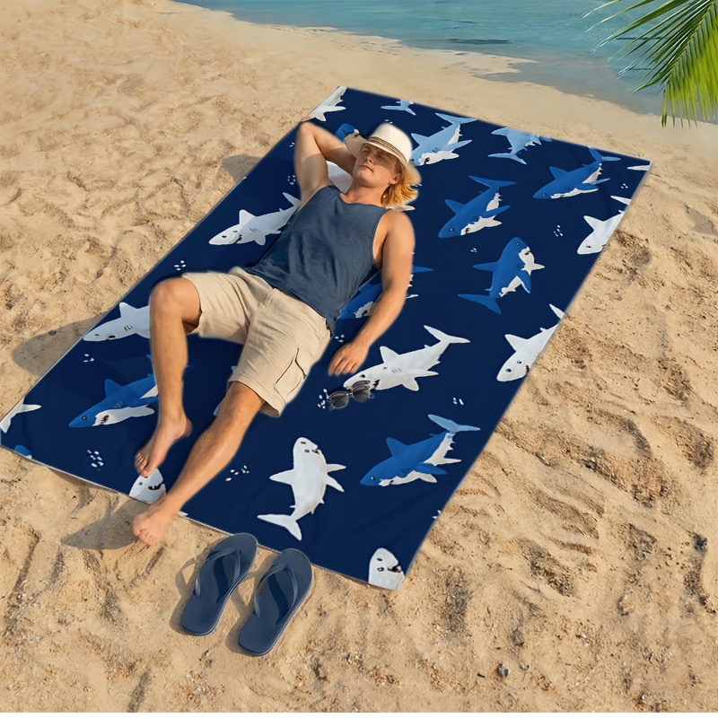 Outdoor Furniture Quick Dry - Водонепроницаемый пляжный коврик с принтом акулы,