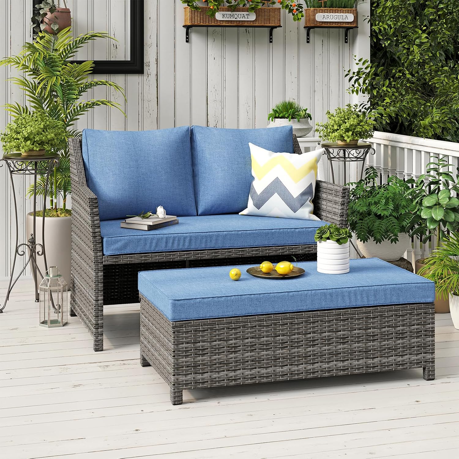 Outdoor Furniture Loveseat - Плетеный двухместный диван для патио с