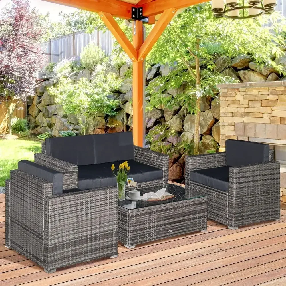Outdoor Furniture Loveseat - Комплект уличной плетеной мебели из 4