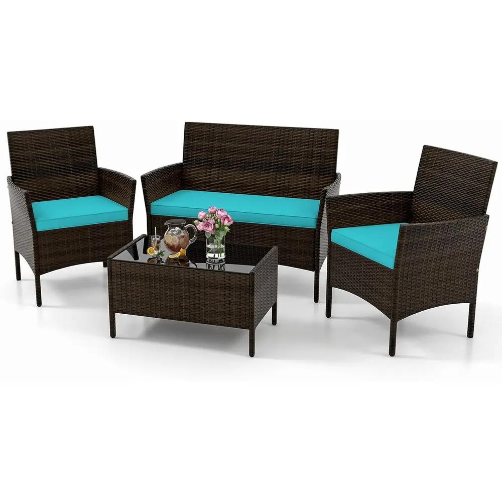 Outdoor Furniture Loveseat - Бирюзовый комплект садовой мебели из 4