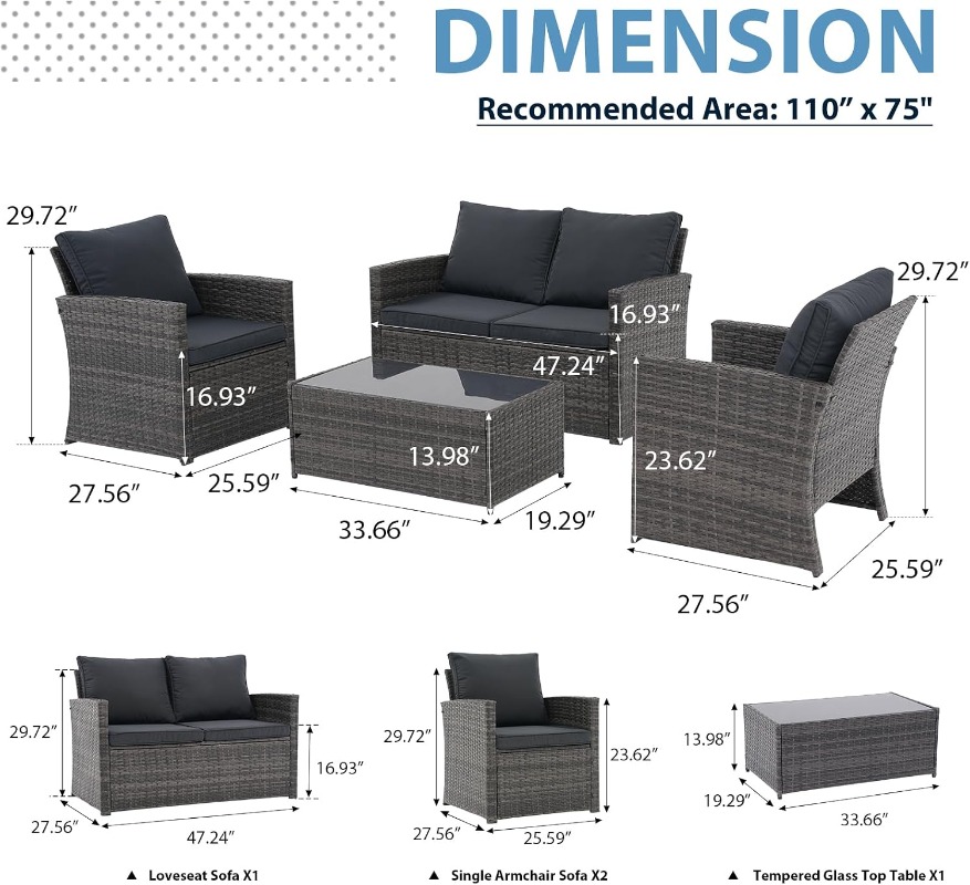 Комплект садовой мебели JOIVI, – обзор и цена Outdoor Furniture Loveseat